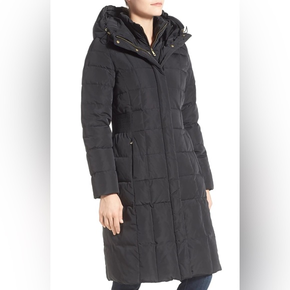 Cole Haan Signature 40" Box Quilt Taffeta Down Coat with Hood - Picture 8 of 15